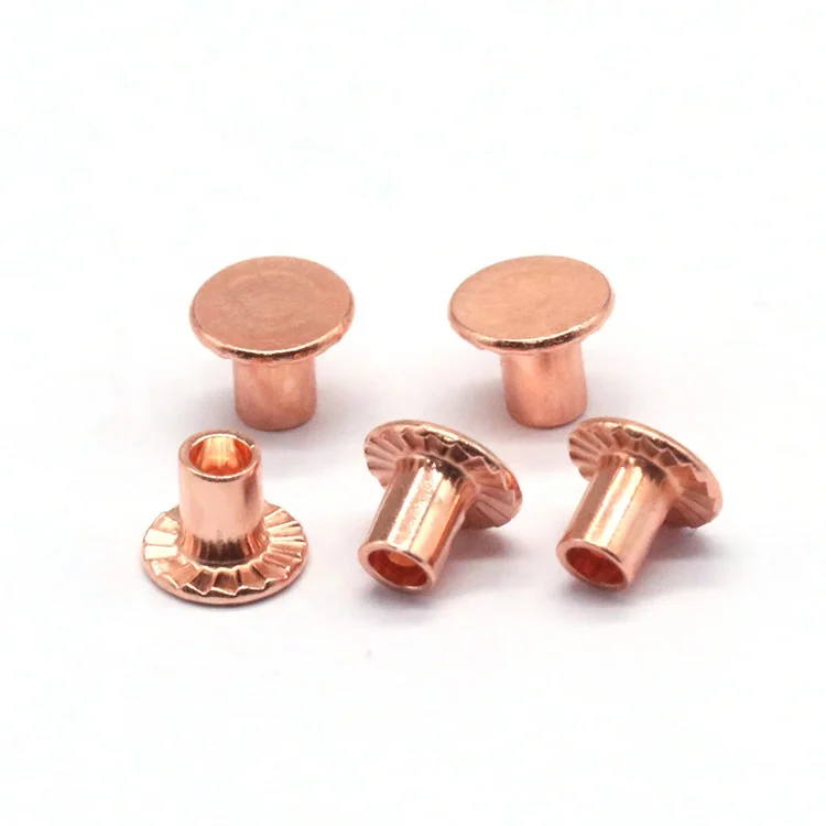 China Customized Remaches Wholesale Price Red Copper Countersunk Head Solid Rivets Stainless Steel Rivets  for Leather Wallet