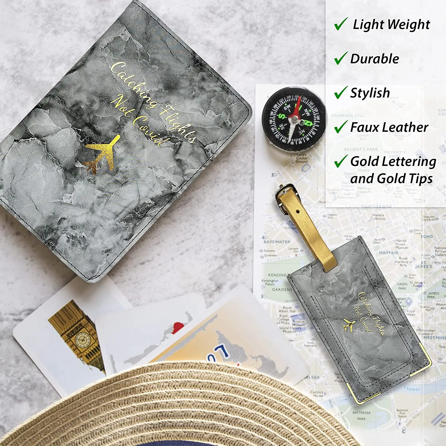 Rfid Blocking Marble Mixcolor leather Passport Holder