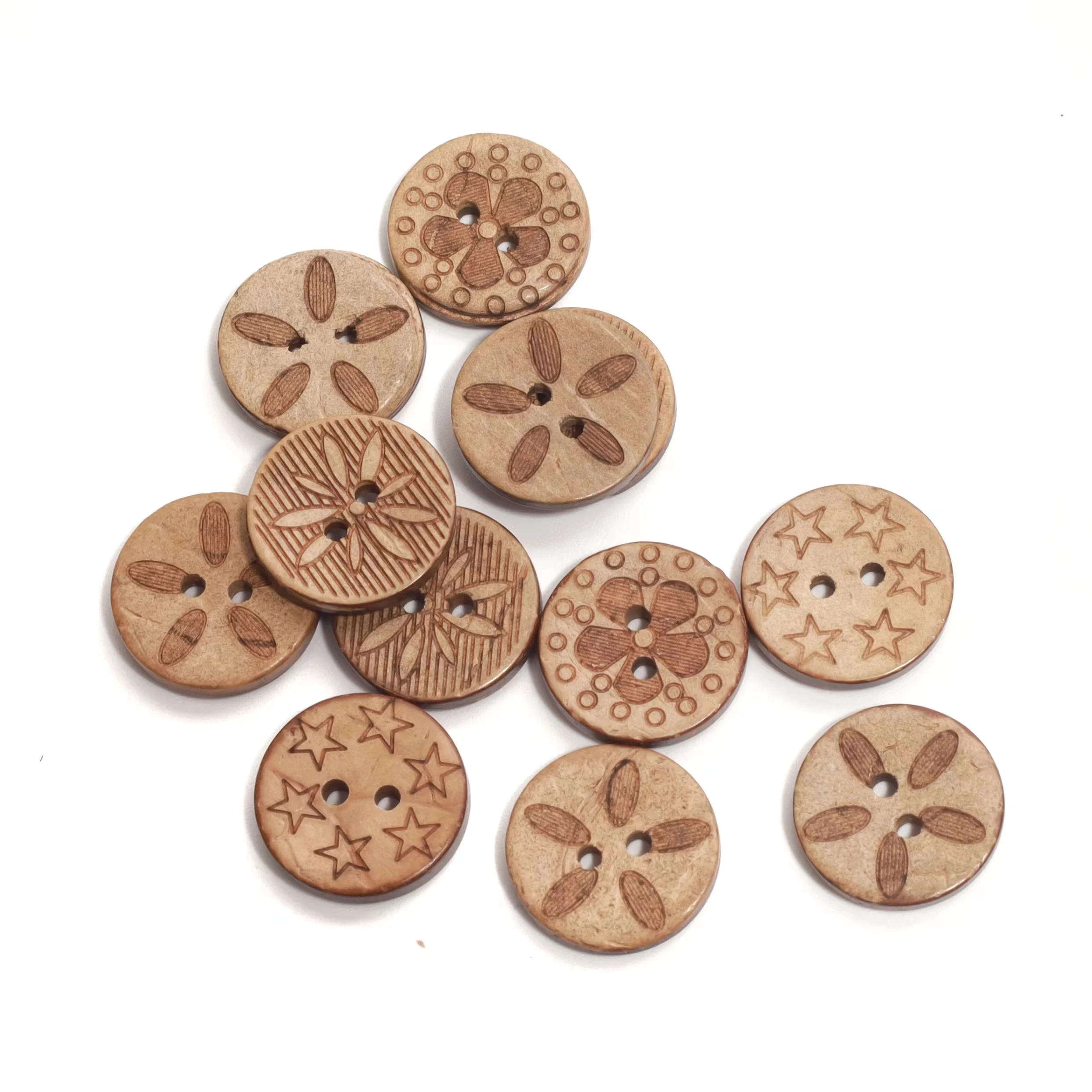 E01 Custom Printing Wooden Natural Round Vintage Baby Wholesalers Coat Coconut Shell Sewing Clothing Buttons