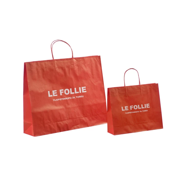 Custom Made Flat Paper Handles Brown Takeout Takeaway Fast Food Kraft Paper Bag For Restaurant Packaging