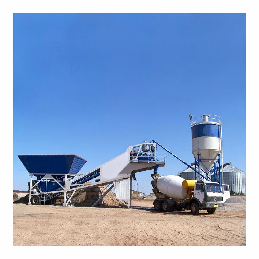 Mobile concrete mixing plant twin shaft/planetary mixer 3.8m discharge height 2/4 storage silos high efficiency fully automatic