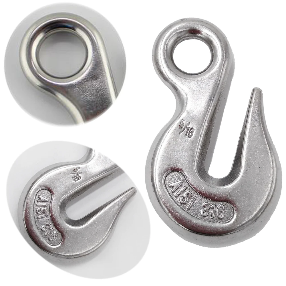 Stainless Steel Hook Heavy Type Cargo Slip Hook SS304 SS316 Eye Chain Grab Hook