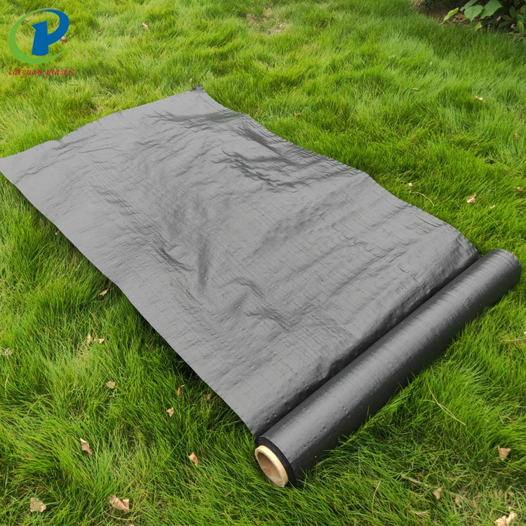 Factory Greenhouse PP Woven Weed Control Mat  / Agricultural Black Plastic Gardening Ground Cover