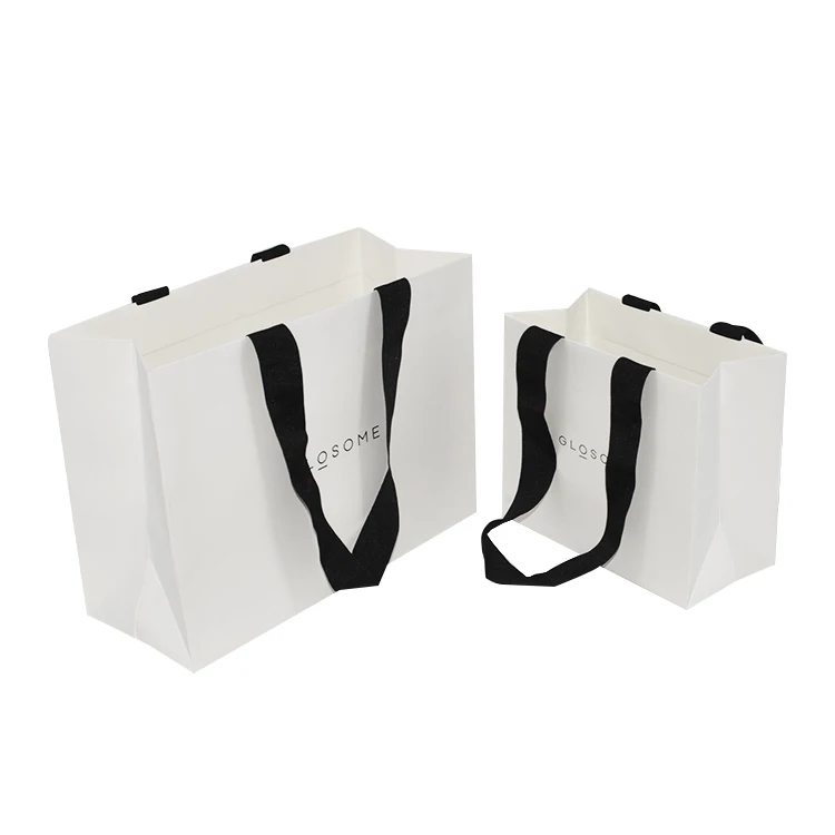 Custom Logo Printed Luxury Paper bags jewelry Bracelet Packaging Gift Shopping Bag with ribbon close