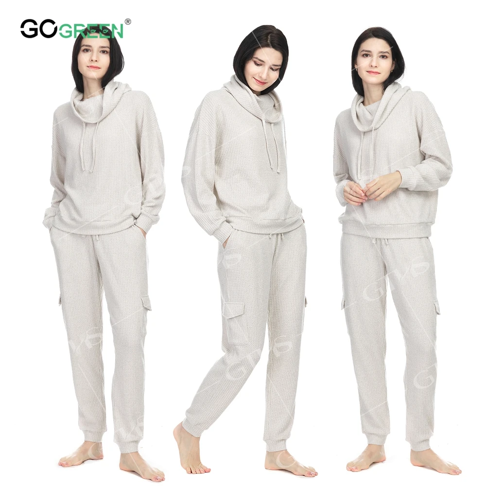 Multi Knitted Breathable Polyester Long Sleeve Romantic Sleepwear Set