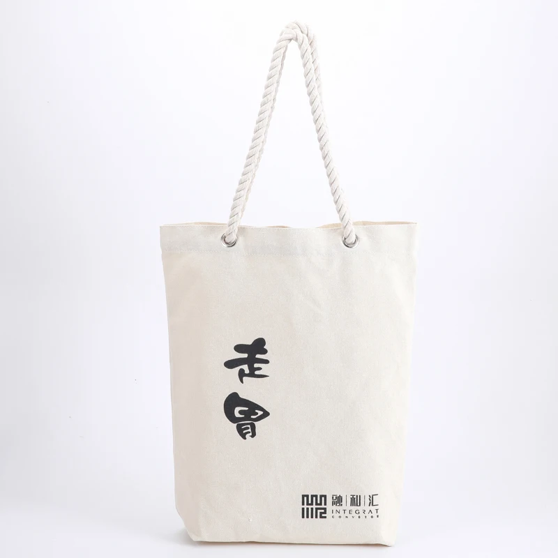 canvas white tote bags with rope handle for beach bag