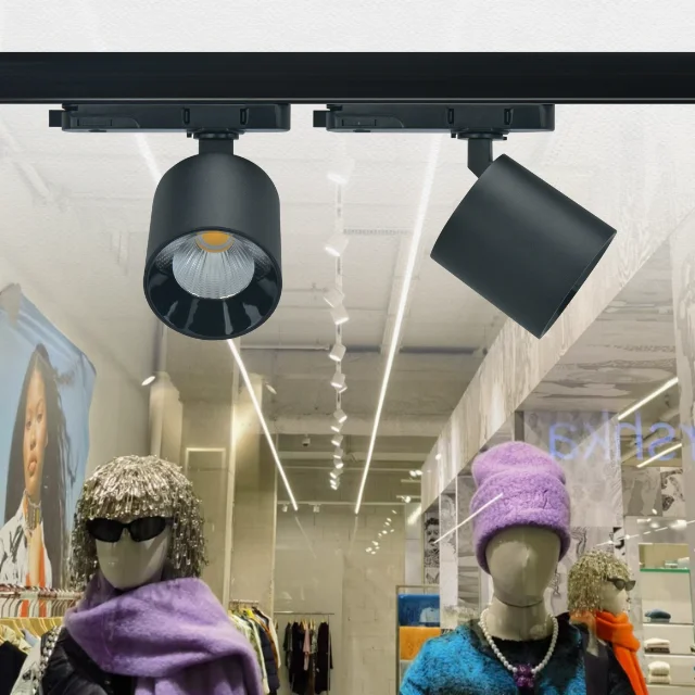 Track Rail Light System Adjustable Focus Commercial Lighting System Ceiling Recessed Track Rail Led Cob Light