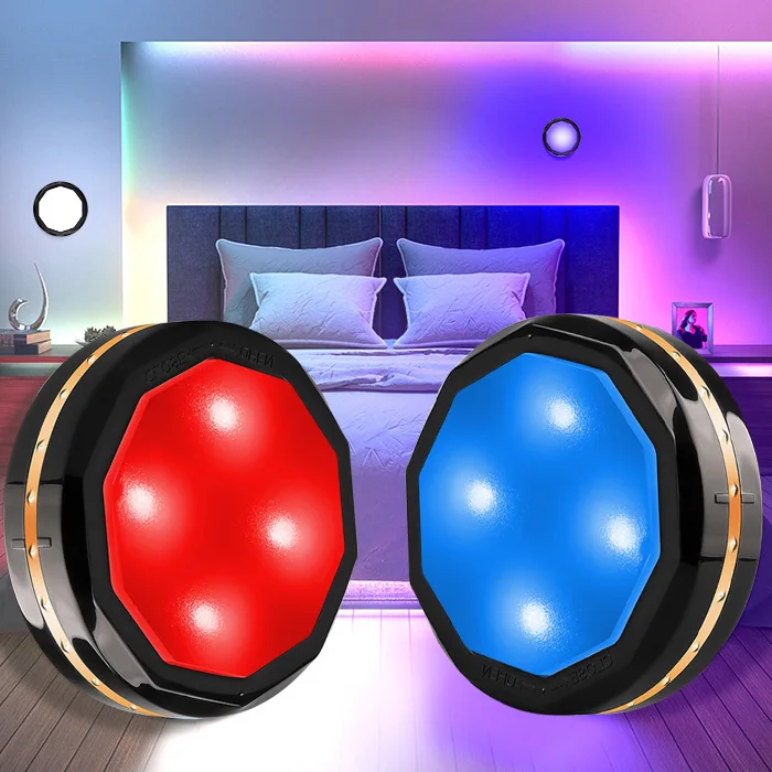 Wholesale Cheap price Rechargeable under cabinet lights rgb led puck light usb recharge remote control  Small  Night Lights