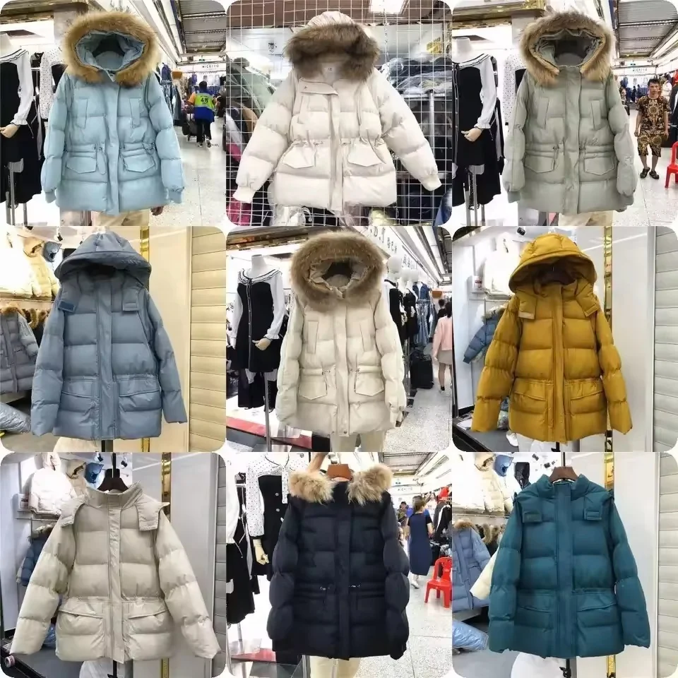 Womens Lightweight Puffer Jacket, Winter Coats for Women Warm Quilted Bubble Padded Hood Coat with Faux Fur Collar