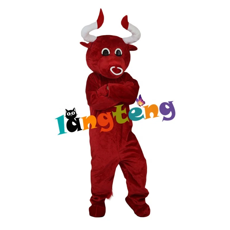 848 Cartoon Halloween Party Christmas Adult Cosplay Red Cow Bull Bison Mascot Costumes