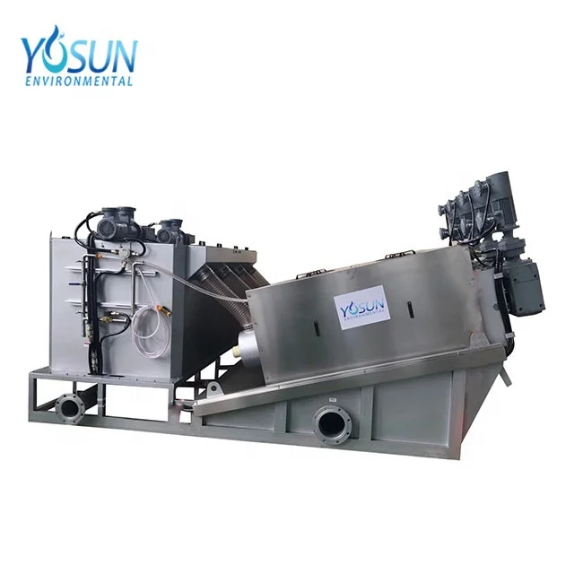 horizontal screw press sludge treatment machine screw type stacked sludge dewatering machine