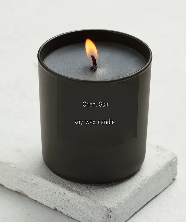 Матовая Черная Стеклянная свеча, деревянный фитиль, персонализированная Черная Стеклянная деревянная фитиль, Ароматизированная оптовая продажа, банка для соевого воска, свеча