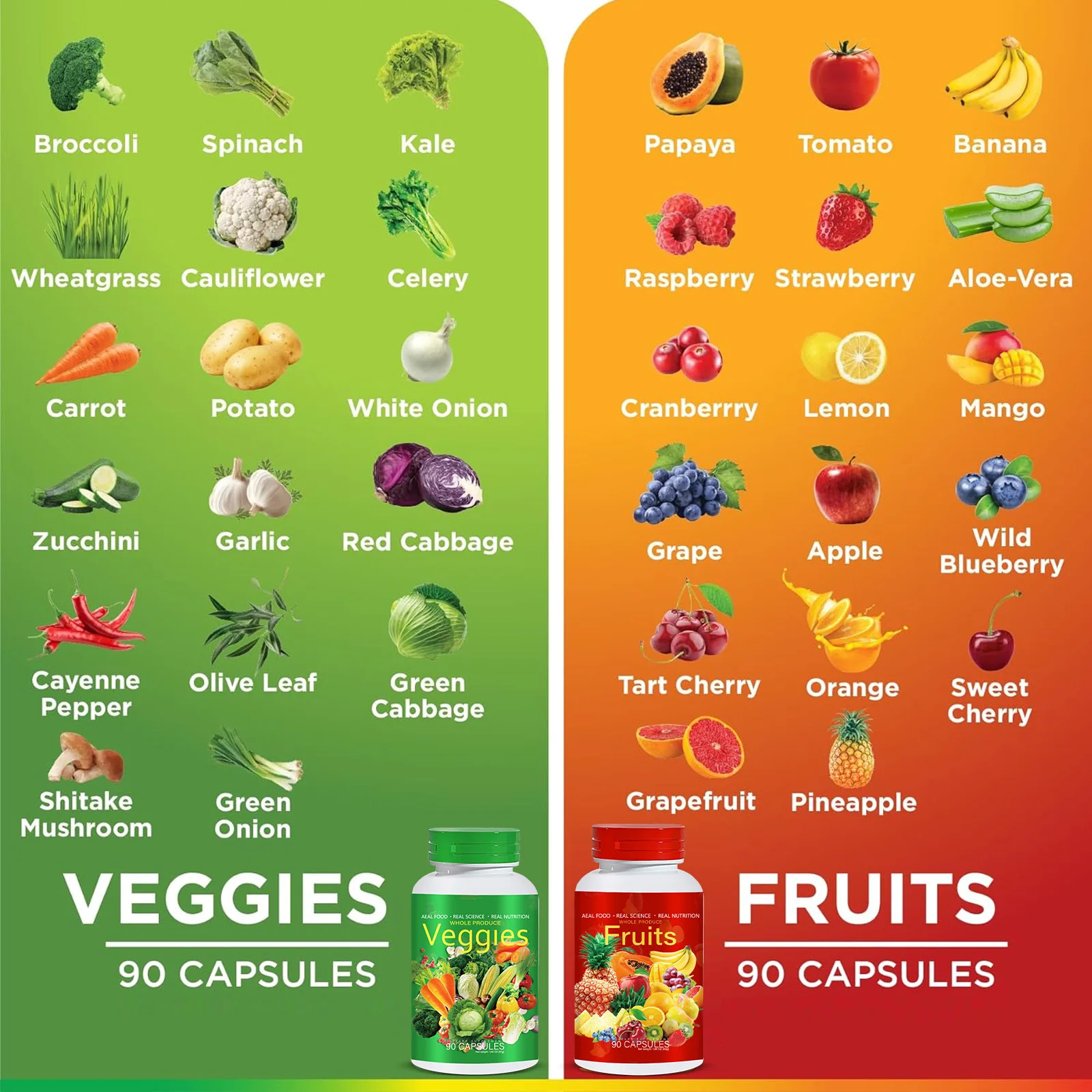 Hot Selling Superfoods Minerals Vitamins Capsules Supports Energy Levels Food Supplement Fruits And Vegetables 90 Capsules