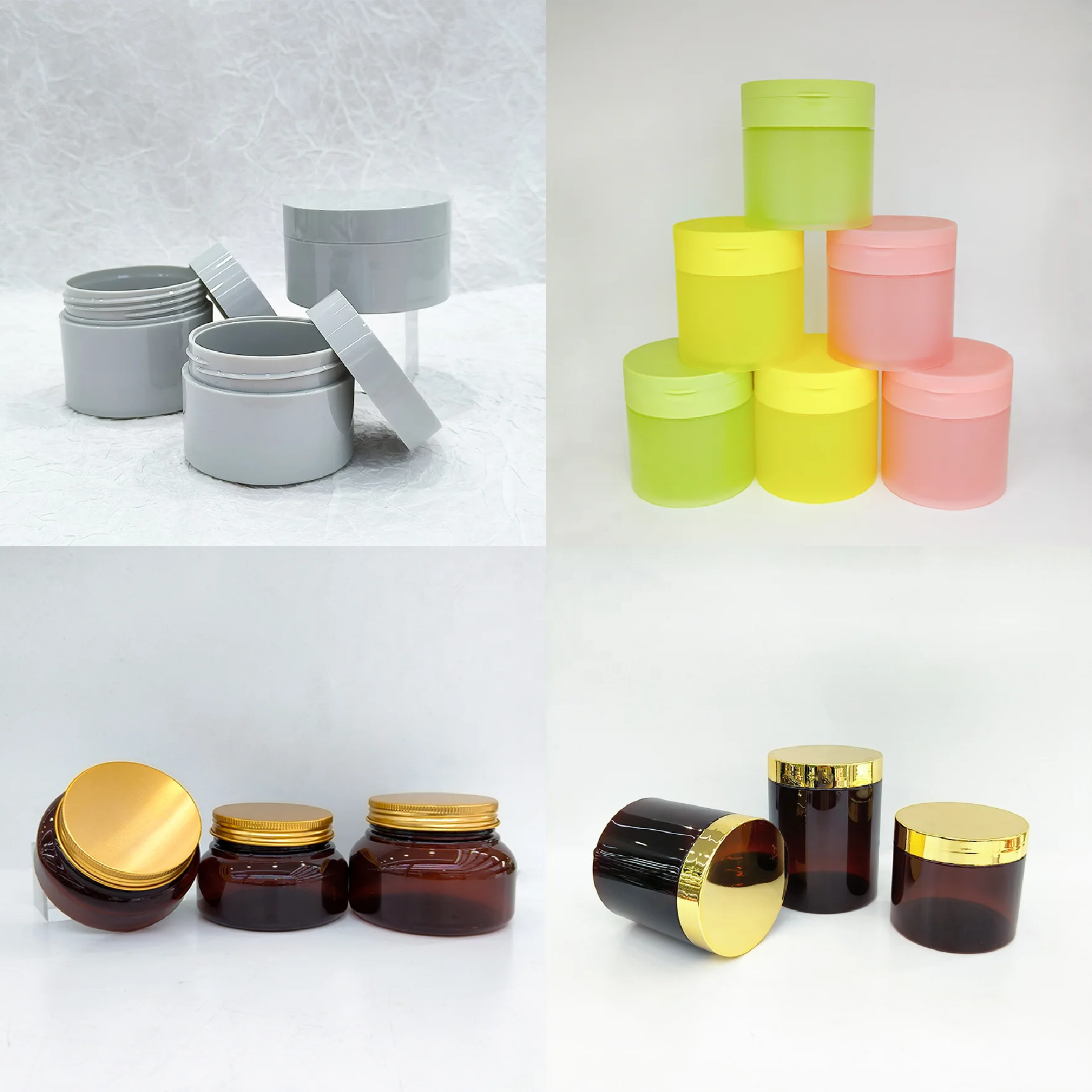 Eco Friendly Cosmetic Packaging Amber Black Hair Oil Shampoo Screw Lid Cap Plastic Jars Yellow Containers 30ml to 500ml