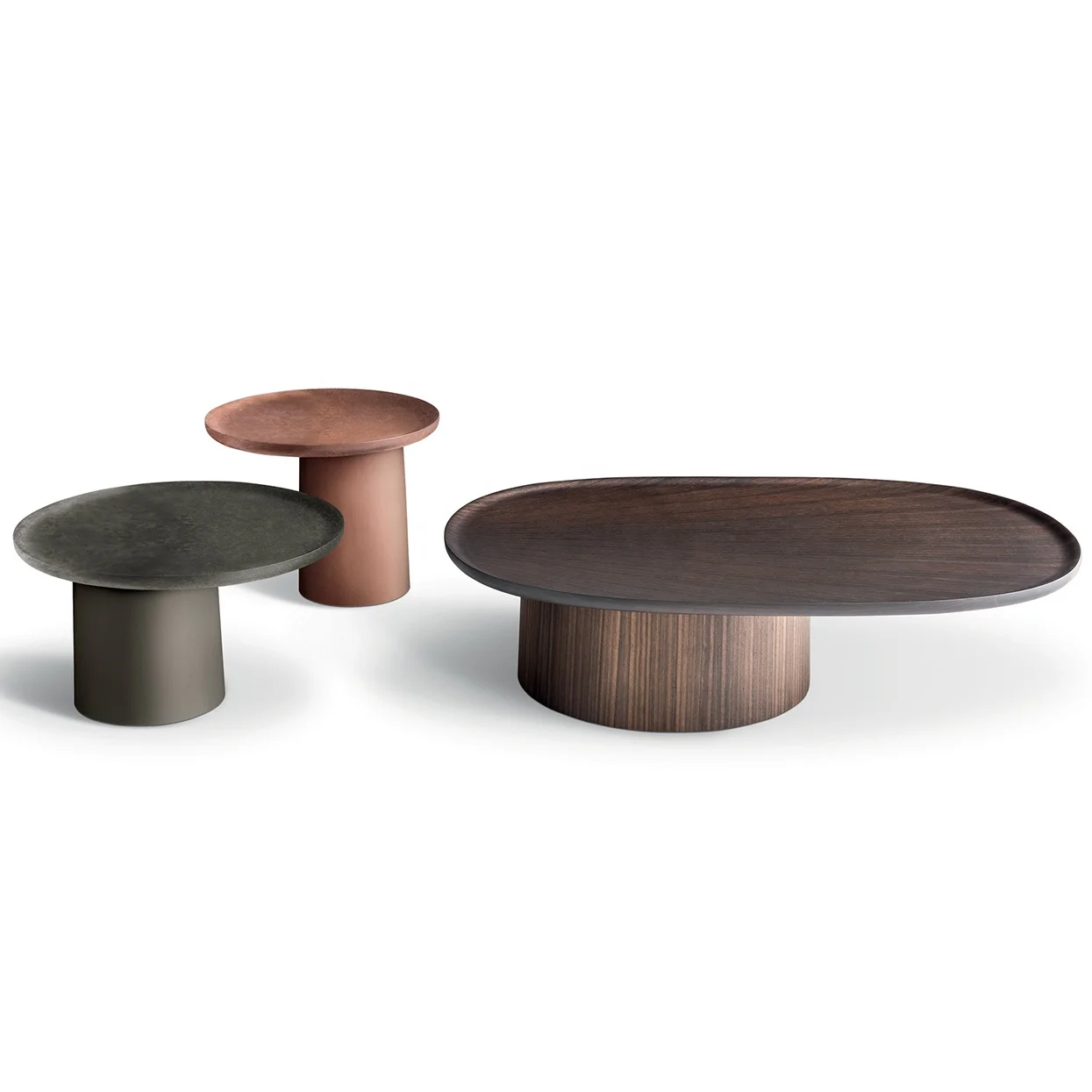 High end Walnut or Eucalyptus Oval Wood Coffee Table Living Room Sofa Wood Leg Center Table Side Table