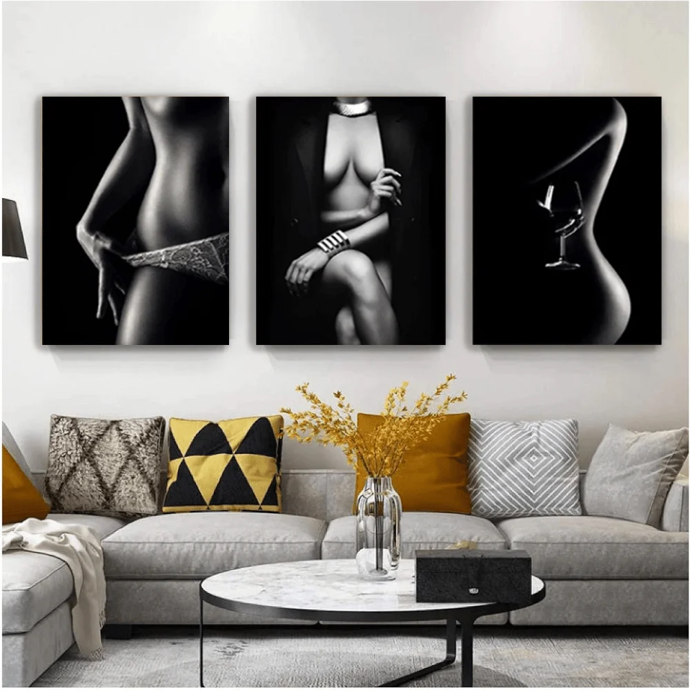 Custom Sexy Woman Wall Art Canvas Printing Modern Wall Art Inner Frame Painting Three Piece Set Canvas Painting Home Decoration