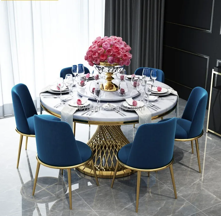 2020 maximum sale modern luxury marble stone top stainless steel legs dining room sets metal dining table sets