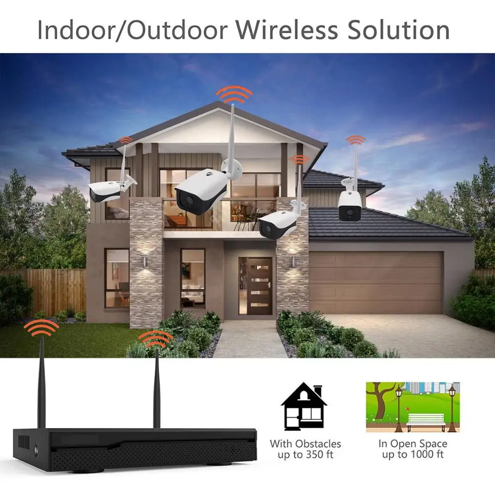 Комплект сетевого видеорегистратора GSA OEM H.265 wifi 2 МП наружная камера безопасности Беспроводная передача дальнего радиуса действия приложение
