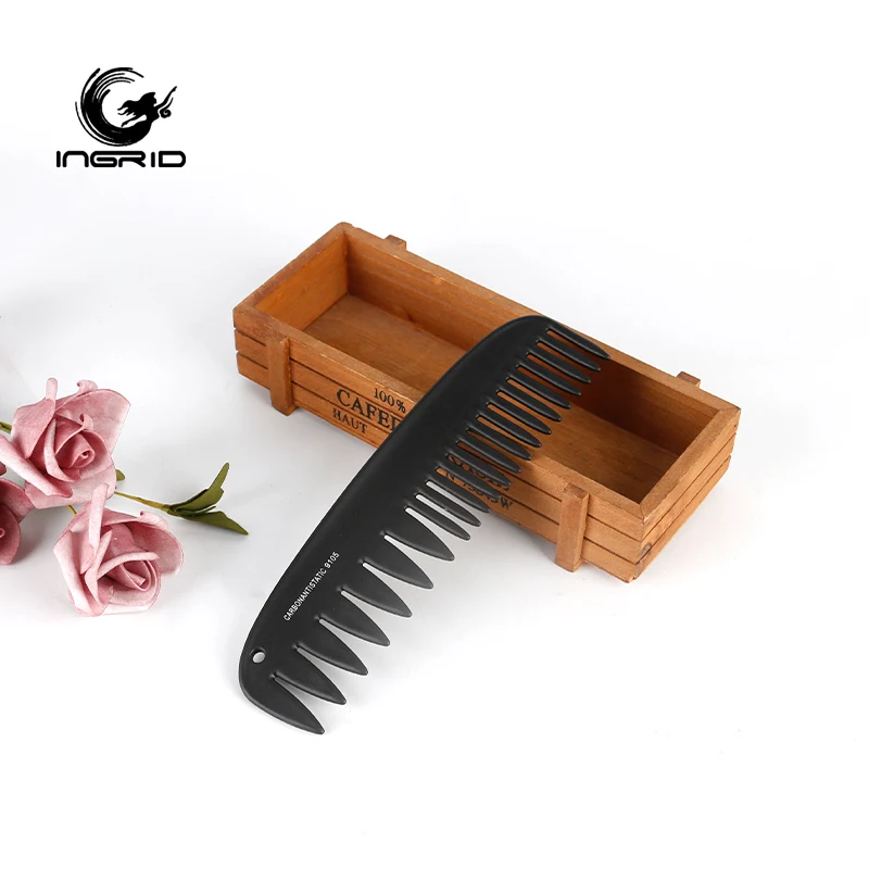 Private Label Professional Barber High Heat Resistance Carbon Comb Anti Static Carbon Fiber Comb