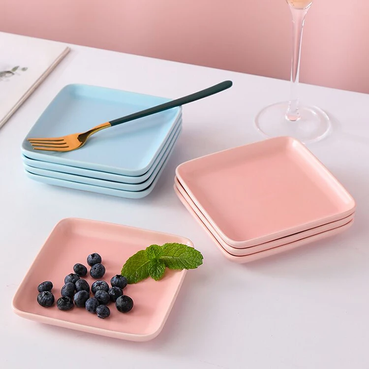 Creative Ceramic Square Bone Plate Western Food Dessert Fruit Dish Tableware Creative Steak Plate