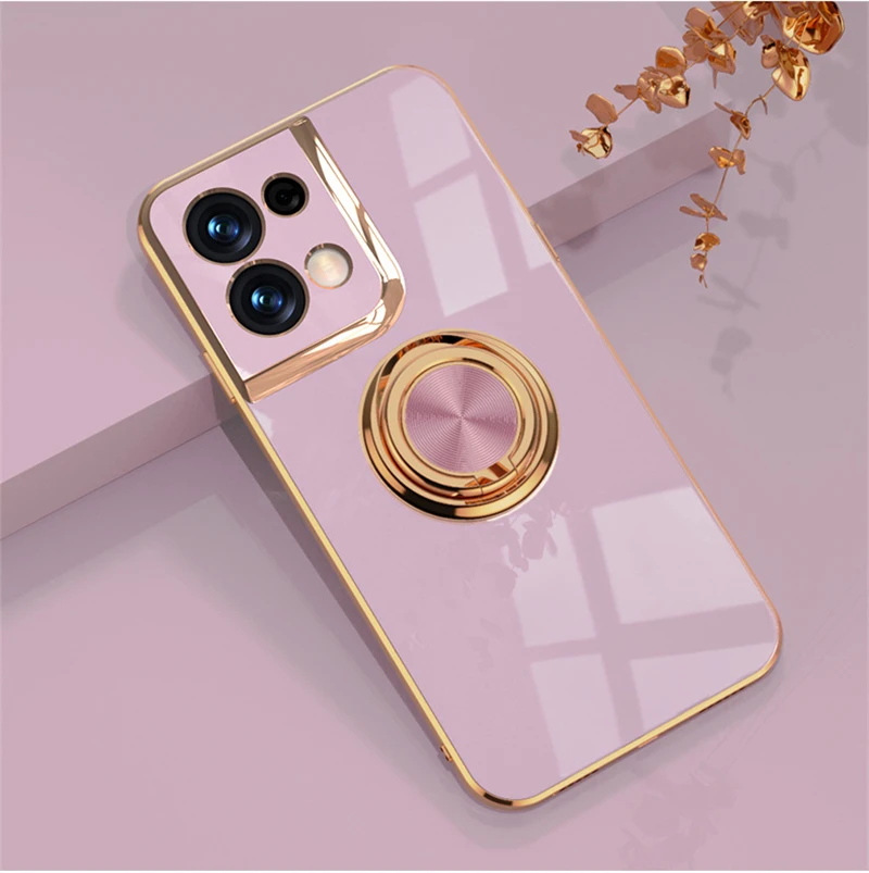 For Oppo Reno 5 6 7 8 9 Pro Cover Magnetic Finger Ring Holder Soft Rubber Car Shockproof Protector Phone Accessories 2023 Case
