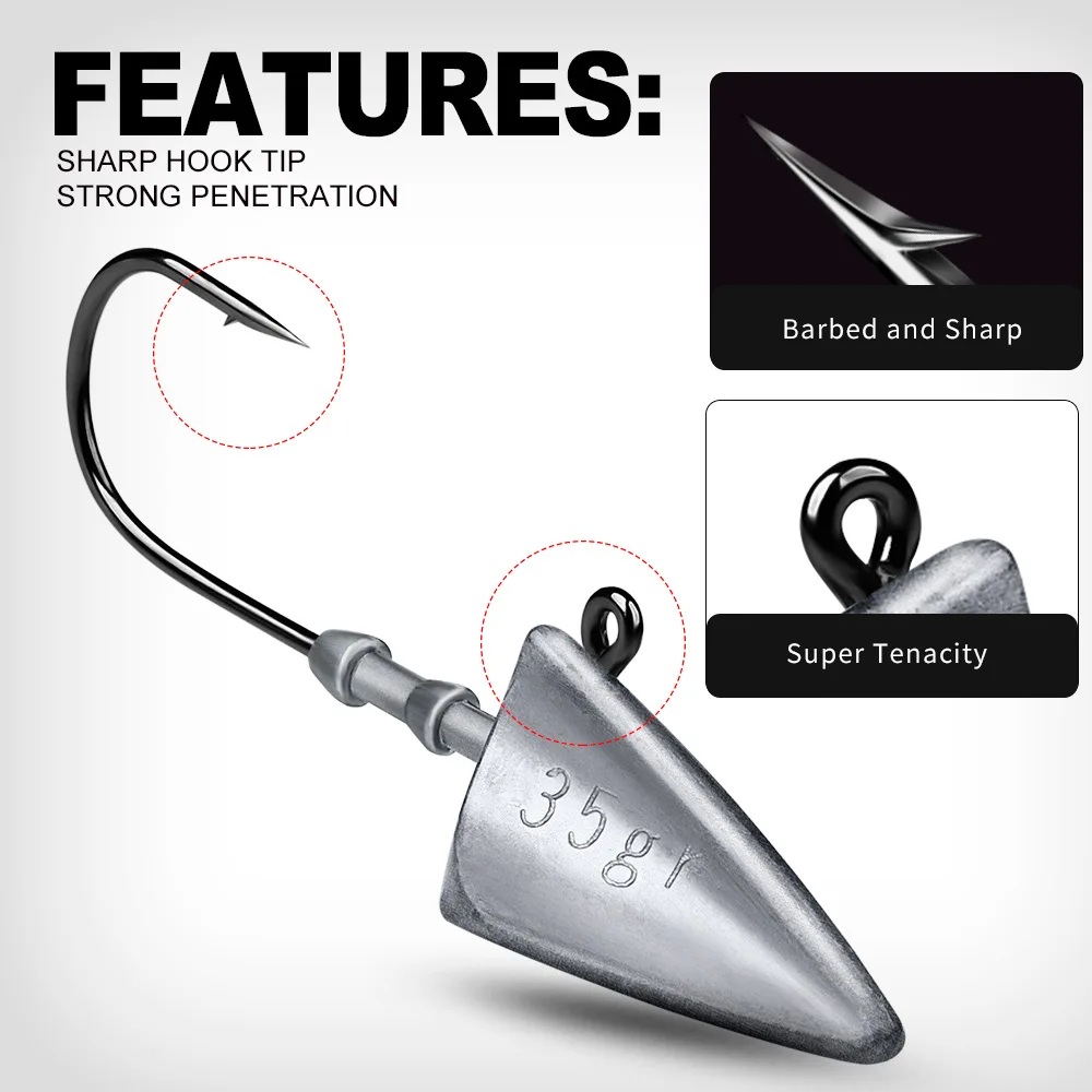 5pcs/bag Fishing Triangle Hooks Triangle Head Hooks 7g 10g 15g 21g 28g 35g Fishhooks Jig Head Soft Bait Fishing Hooks