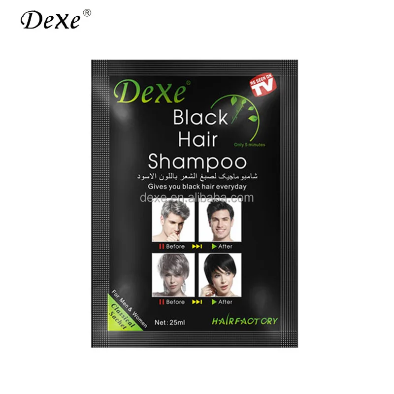 sachets black hair shampoo korea indian free hair dye without chemicals samples of Dexe best sale for women and men