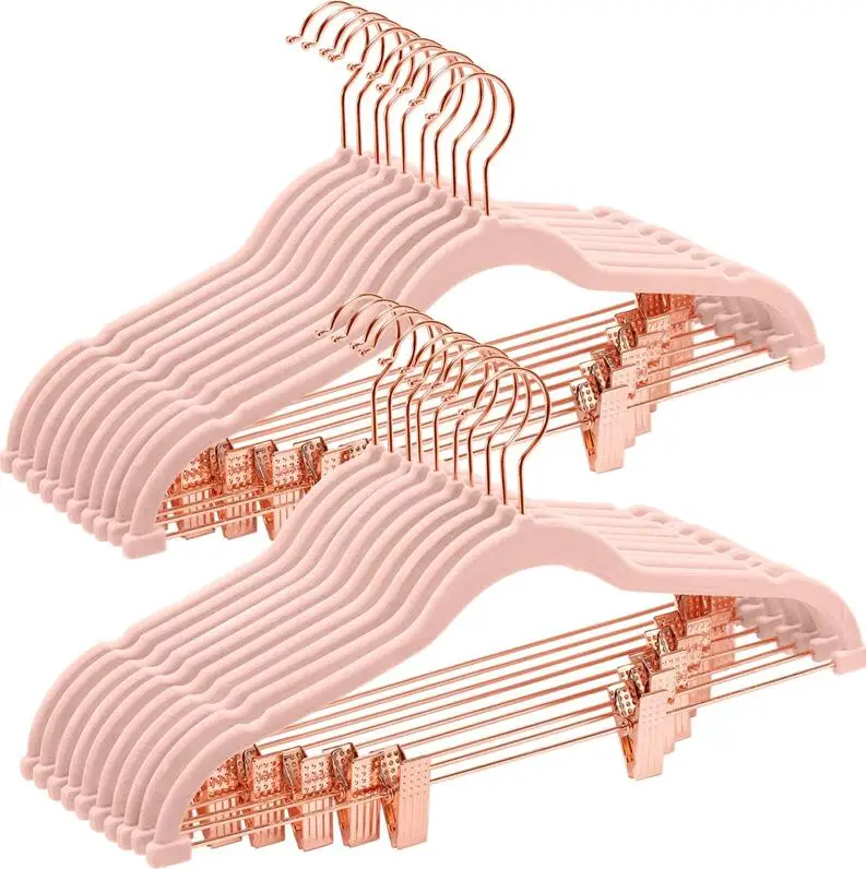 Pants Hangers with Clips Ultra Thin Non Slip Skirt Hangers Space Skirt hangersg Clothes Hangers for Skirts, Pant, Jeans