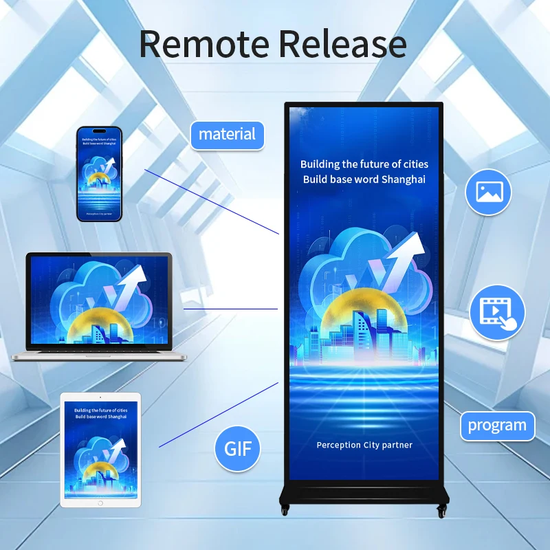 ZCLH 70/75/80/86 Inch Full Screen Digital Signage and Display Floor Standing Advertising Display Standing Kiosk Touch Screen