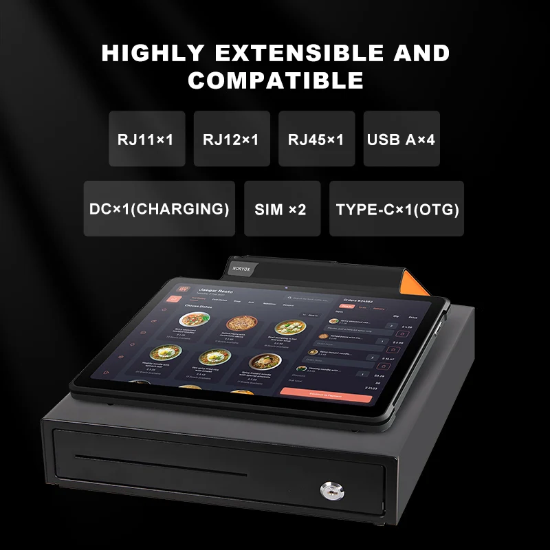 Noryox 11 дюймов Pos все в одном емкостный сенсорный Android 12 системы для ресторана Nb11R машина Sdk с экраном 2 4