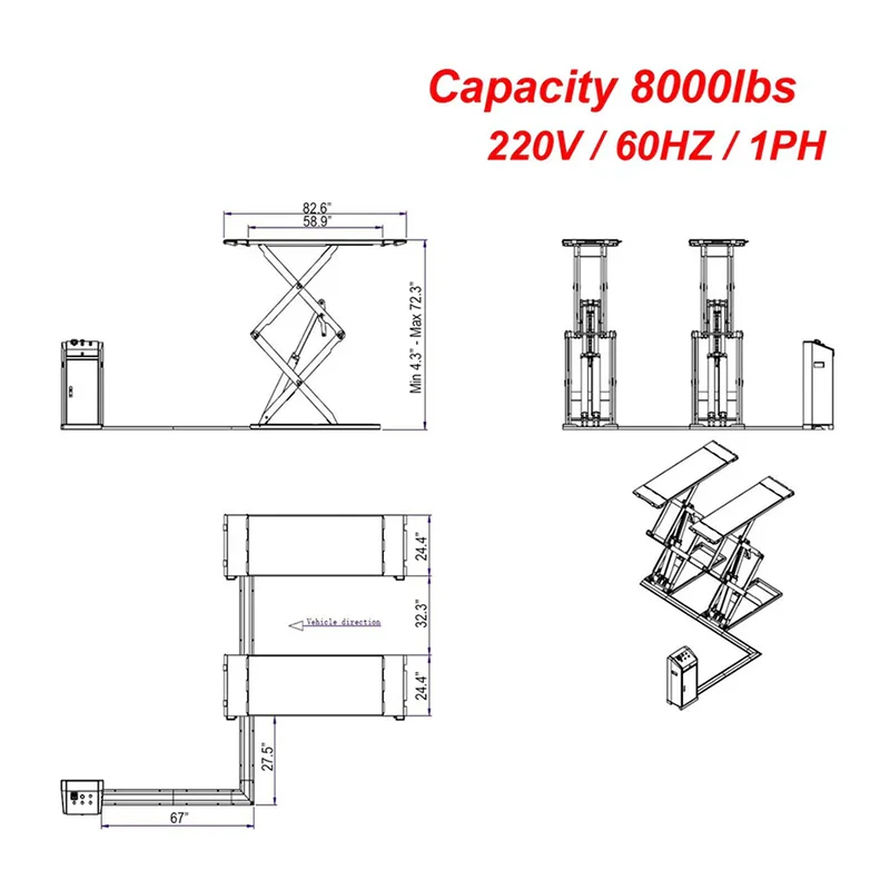 Fostar CE ISO Workshop Direct Factory Portable Automatic Hydraulic Customization Ultra Thin Small Tyre Scissor Car Lift For Sale