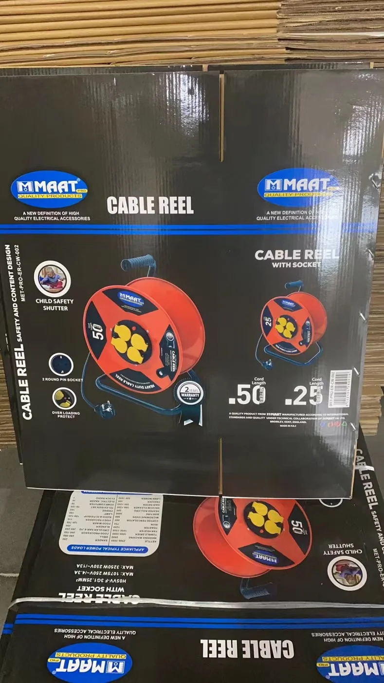 plastic extension power cord roll standstand grounding reel winding retractable electric cable drum de audio