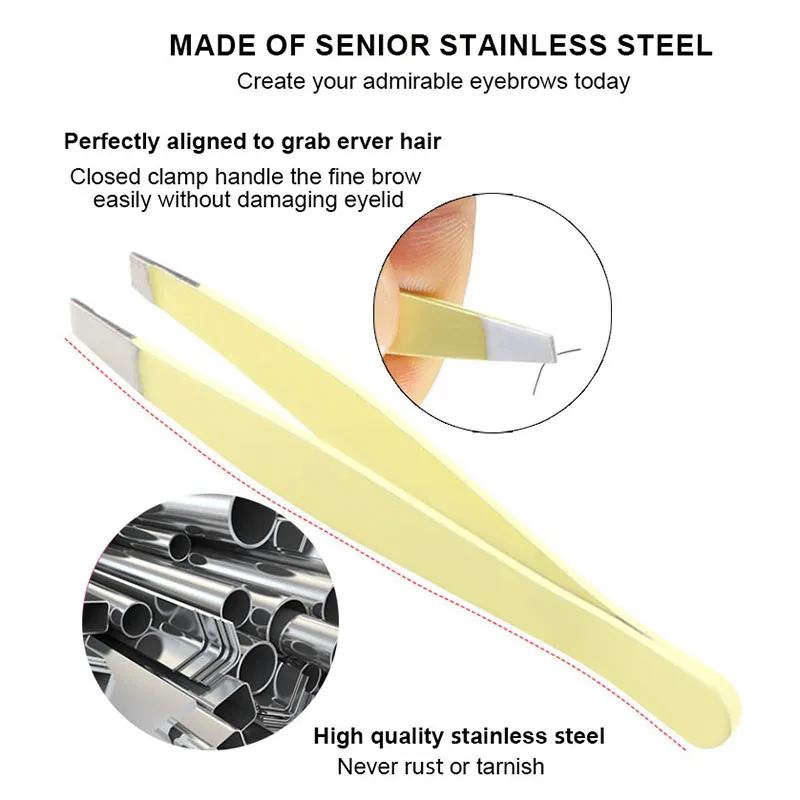 Wholesale Custom Private Label Stainless Steel Pointed Tip Eyelash Tweezer Precision Facial Hair Removal Tool Eyebrow Tweezers
