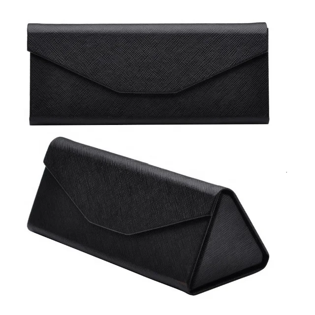 Отличительный черный складной треугольный чехол для солнцезащитных очков из искусственной