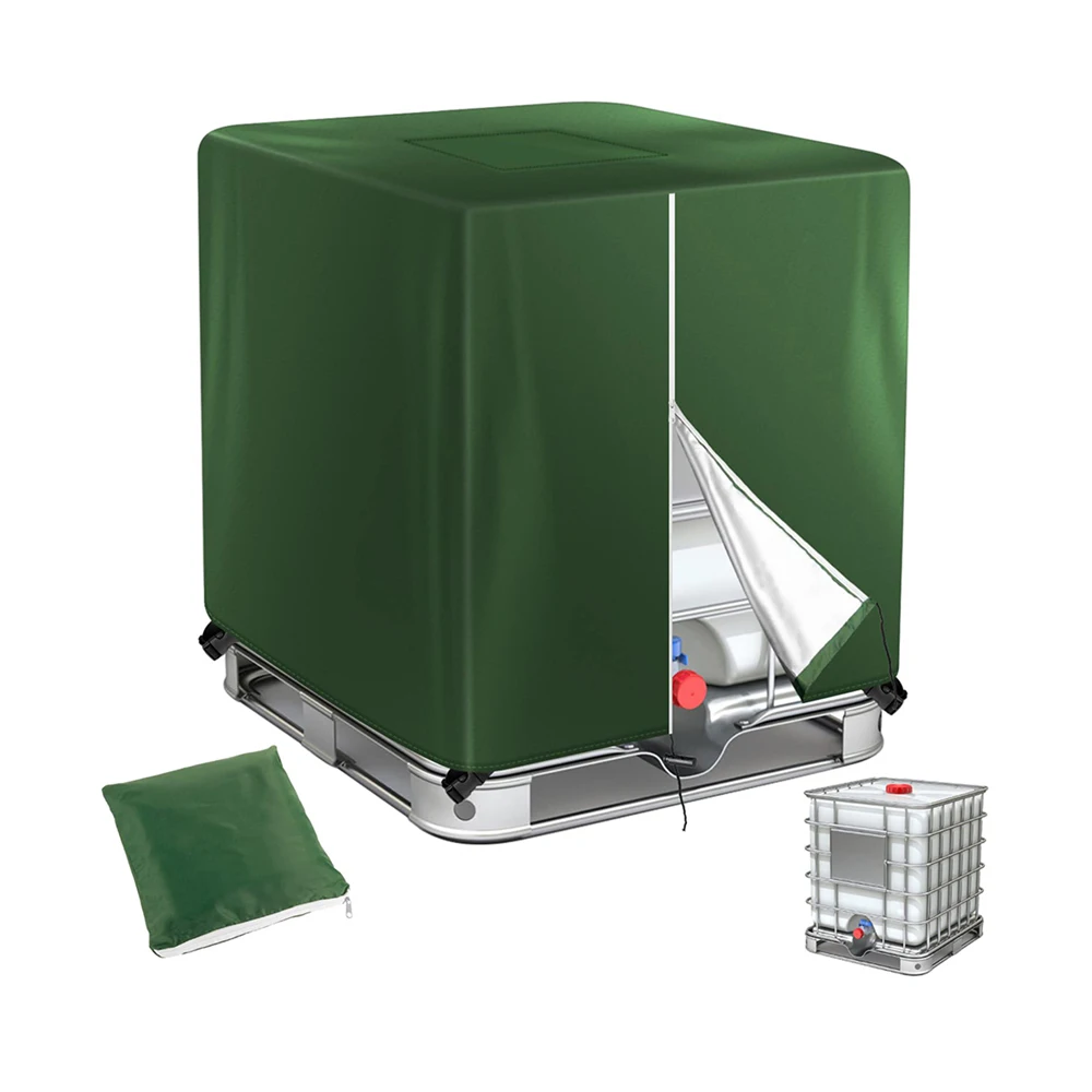 BEELAND 1000L Outdoor Rain Barrel Water Tank Cover 275 Gallon Green Zipper IBC Tote Cover With Zipper