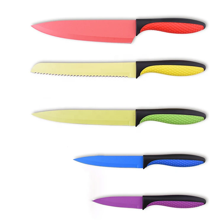 Good Quality Customized Color Blade Paint Kitchen Paint Knife Set With Gift Box 6Pcs Colorful Kitchen Knives Sets