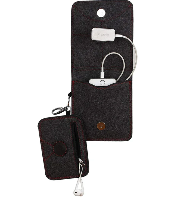 wholesale cheap Phone Storage Wool Felt Power Charger And Mouse Travel Pouch