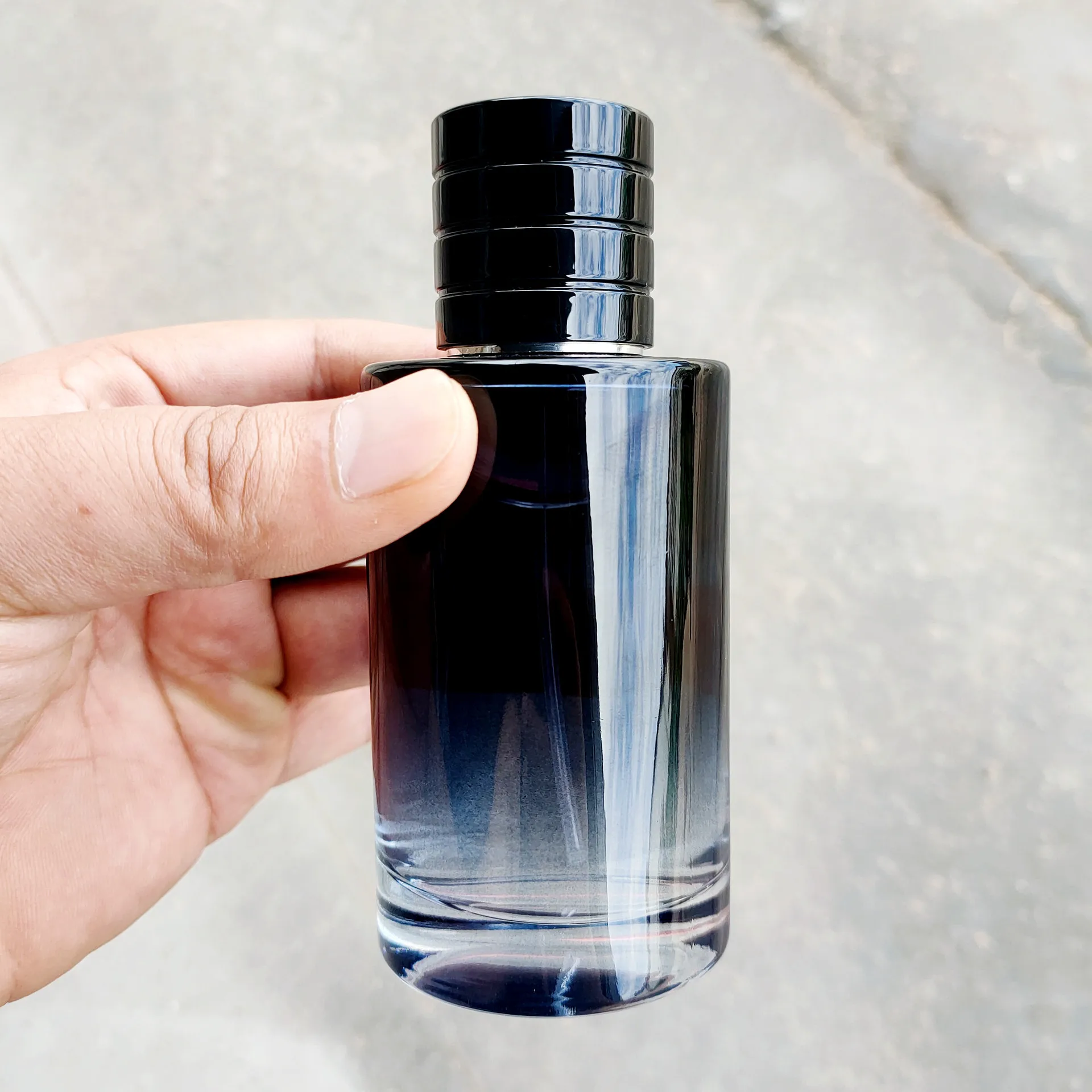 Refillable Gradient Blue Color Men Parfum Botol 30ml 1oz Cylinder Cologne Atomizer Round Spray Glass Perfume Bottles