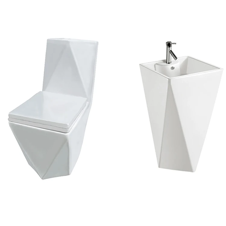 Luxury ceramic white one piece toilet and wash hand pedestal basins for sales
