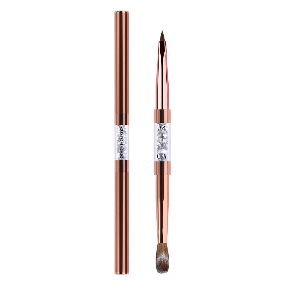 Высококачественные товары для ногтей 2023 розовое золото Pincel 100 Kolinsky 3D Brush #4 #10 Пользовательский логотип акриловая
