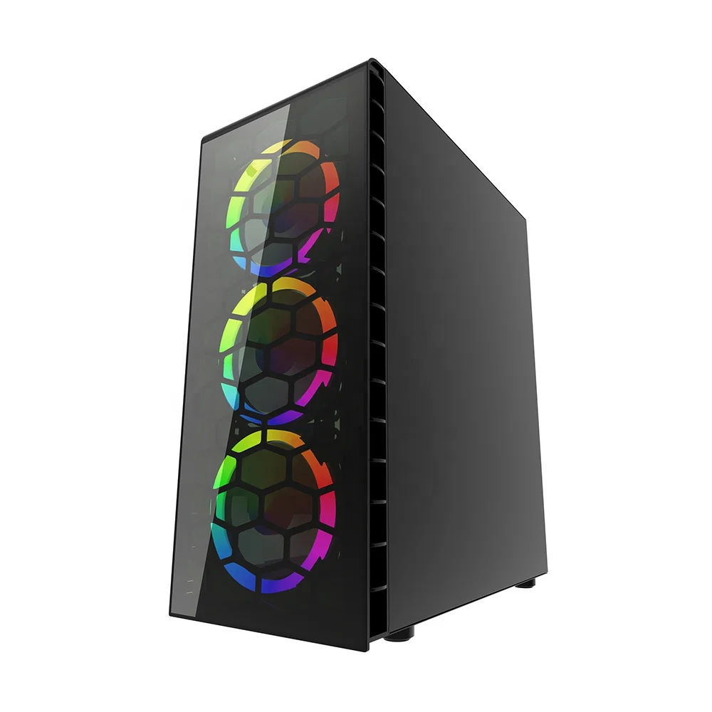 Atx Computer Case Water Cooling Pc Rgb Led Desktop Gaming Case With Argb Led Fans Full Tempered Glass Side Panel