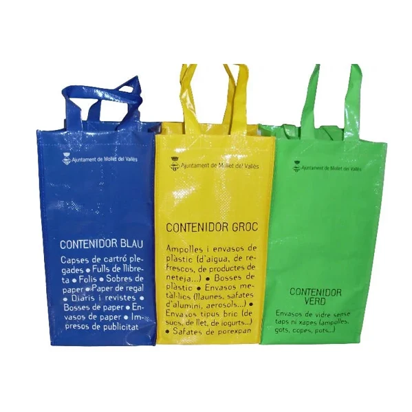 Recycle water resistant moisture proof OPP film nylon handle pp woven trash bag
