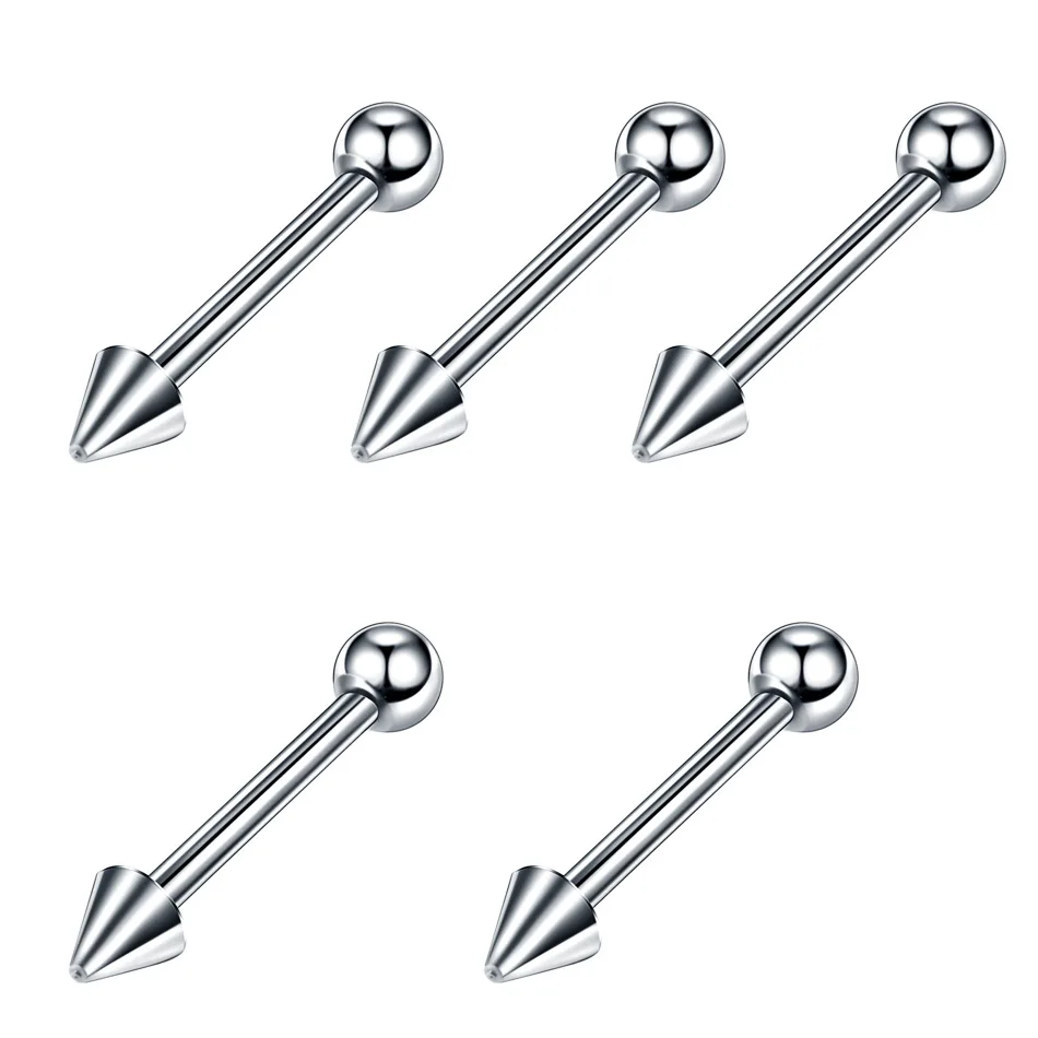 YW 60pcs /set Stainless Steel Silver Color Body Piercing Nose Eyebrow Lip Navel Classic Body Piercing Set Piercing Jewelry