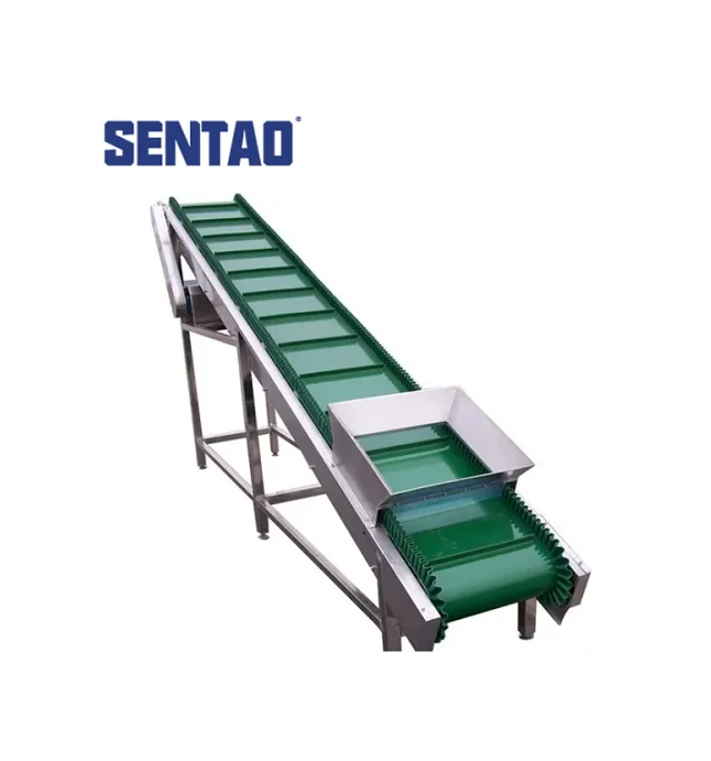 Industry food grade electric motor 304 Stainless steel incline PU Climbing belt conveyor for fresh fruit