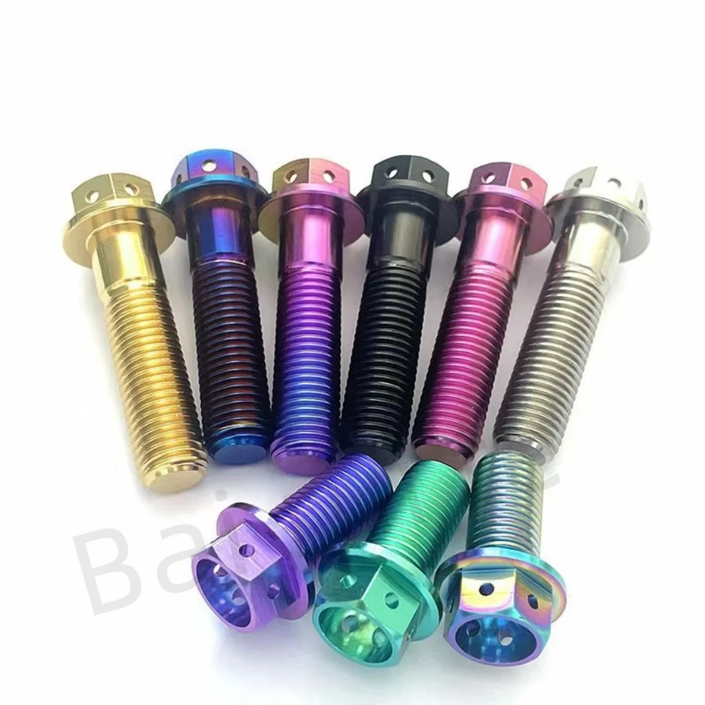 BRT High Strength Titanium Alloy Hex Drilled Flange M8 M10 M12 Gr2 Gr5 Grade 2 Grade 5 Anodized Hex Serrated Flange Bolt