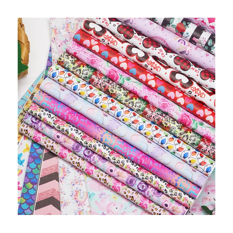 Advanced Custom Graphic Saffiano printed leather PVC/PU Leather for Crafts Phone Case Handbag