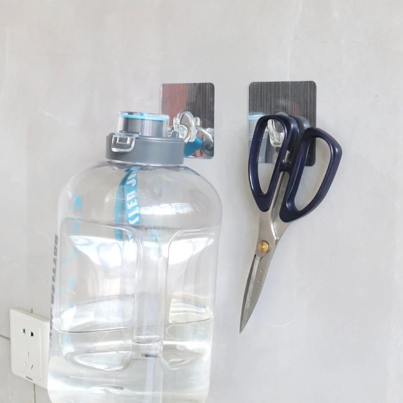 Adjustable Seamless Door Transparent Hook No Punching Bathroom Wall Hanger Hooks Double Shower Glass Door Self Adhesive Hooks