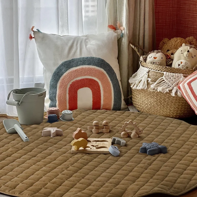 Baby Play Mat, Extra-Thick & Extra-Large Round Floor Pad, Designed for Tummy Time, Crawling, & Baby Activity Gyms, Foldable