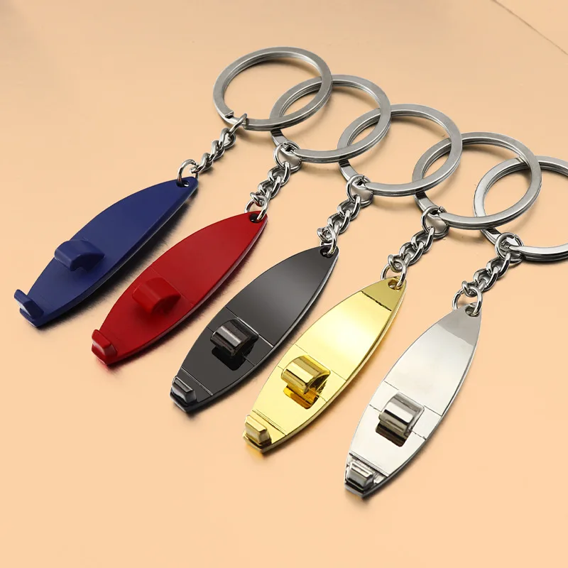 Custom Logo Surfboard Bottle Opener Keychain Sports Surfboard Metal Keyring Wholesale Surfing Promotional Gifts