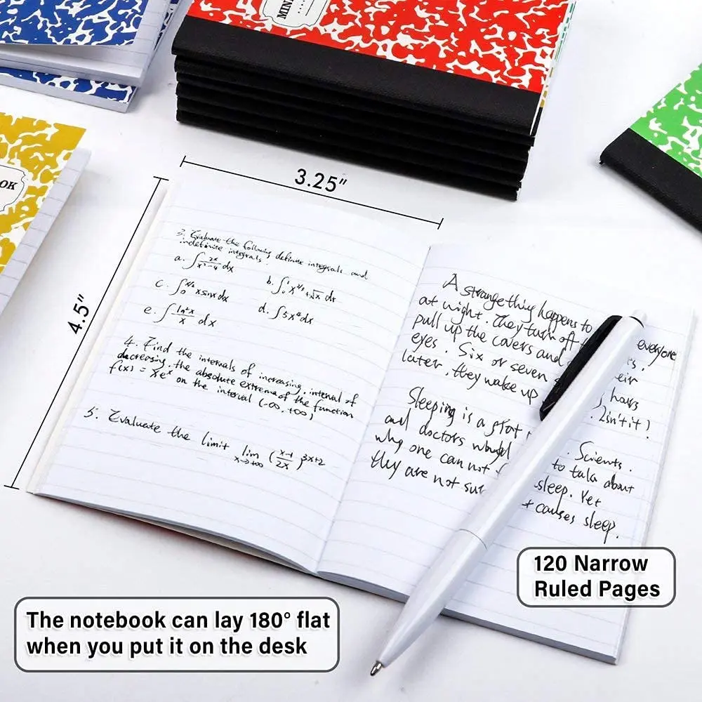 Composition Books Custom Mini Size 30 Pack 5 Colors Narrow Ruled Small Pocket Marble Cute Mini Composition Notebook